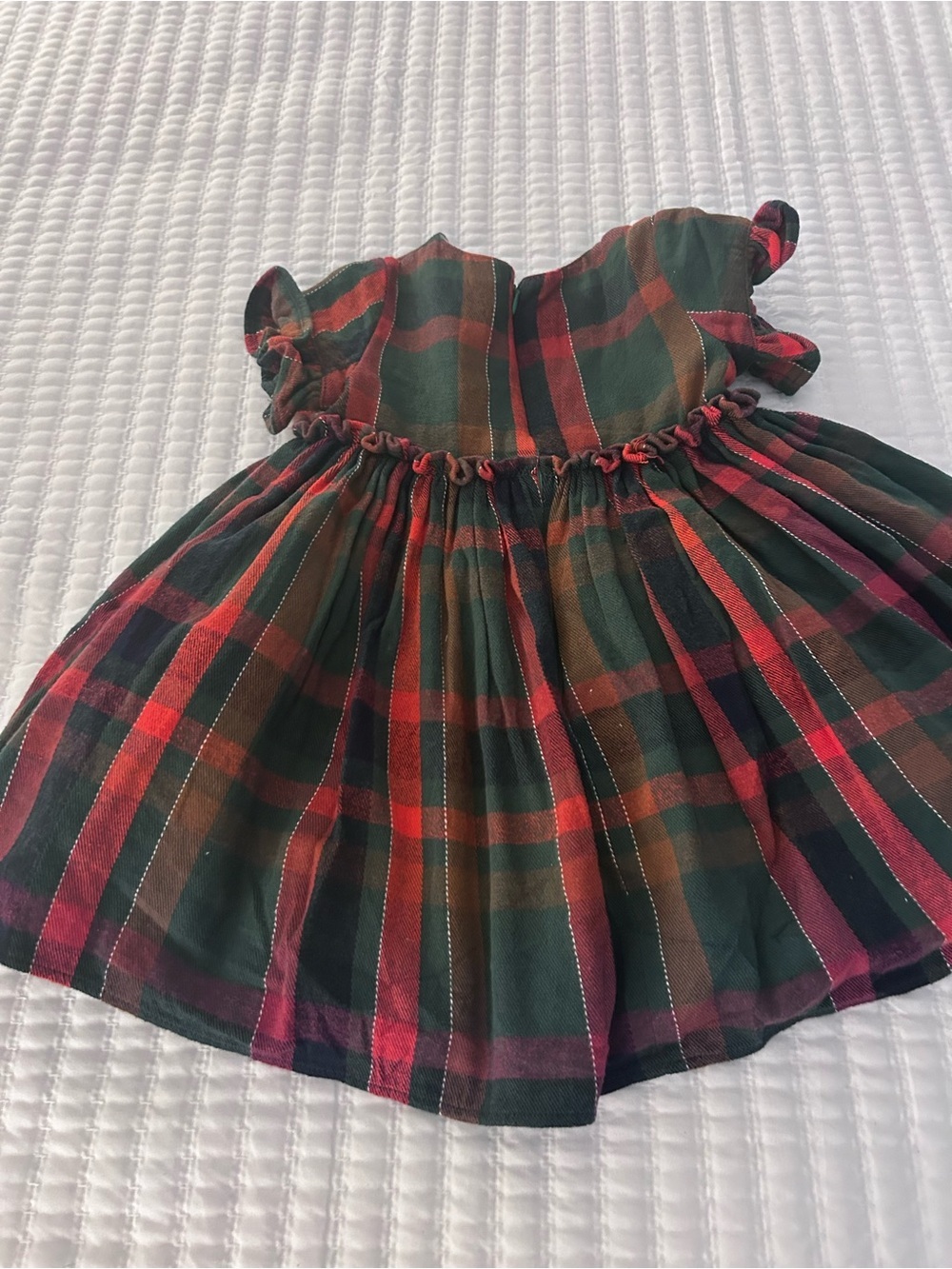 Plaid Puff-Sleeve Dress in Red and Green Holiday Size 5/6 - Picture 2 of 9